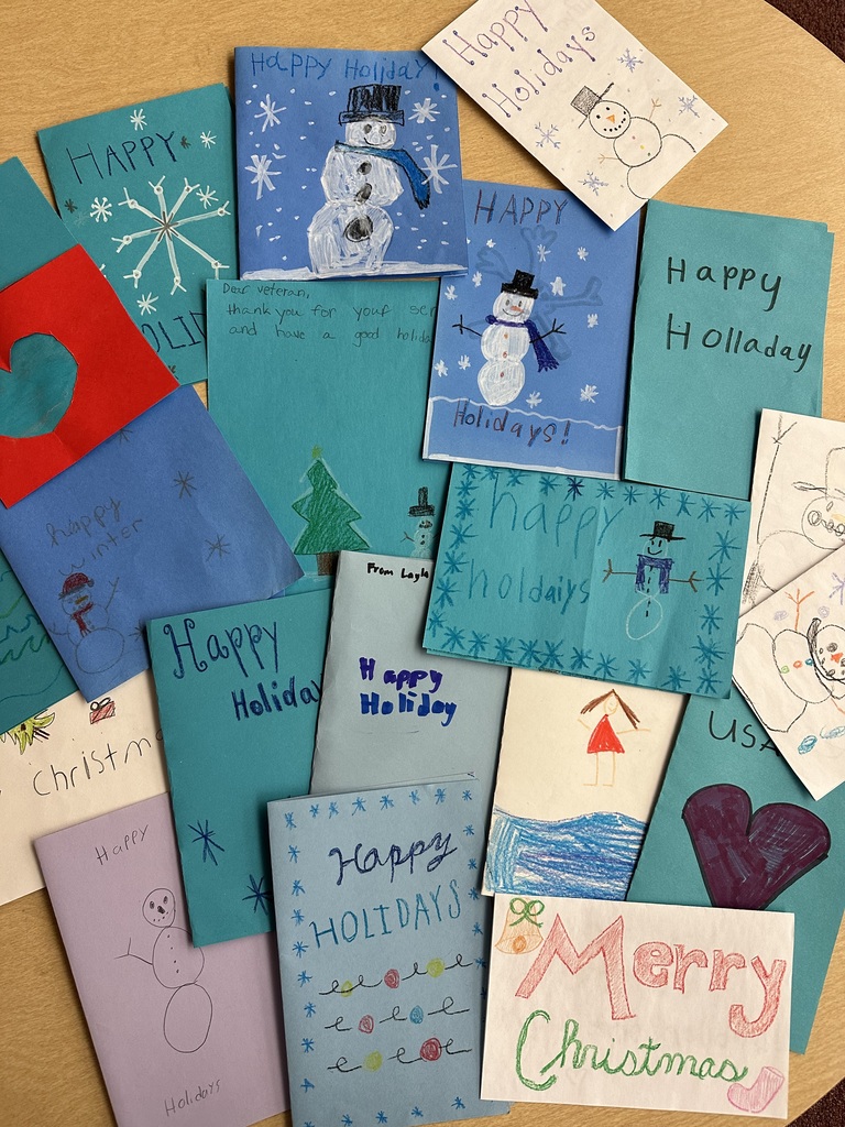 Holiday cards made by the students.
