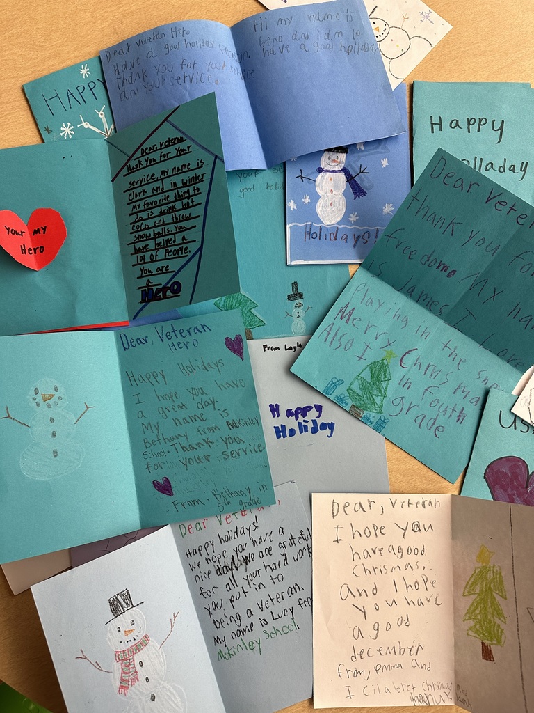 Holiday cards made by the students.