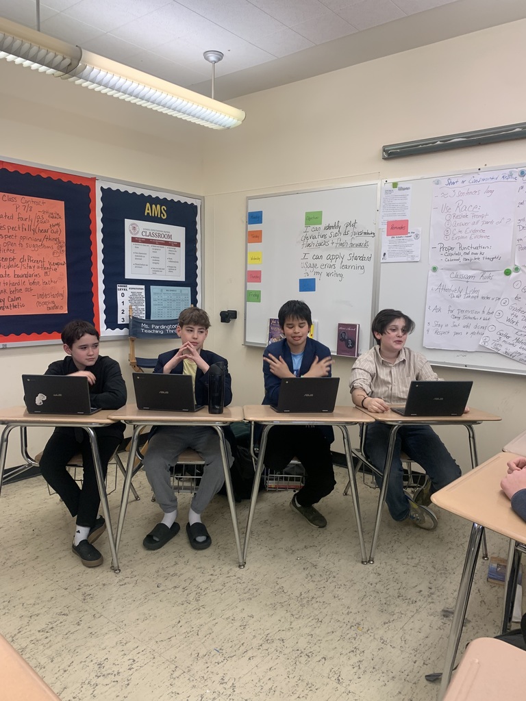 Image of 7th grade students in ELA class debate activity