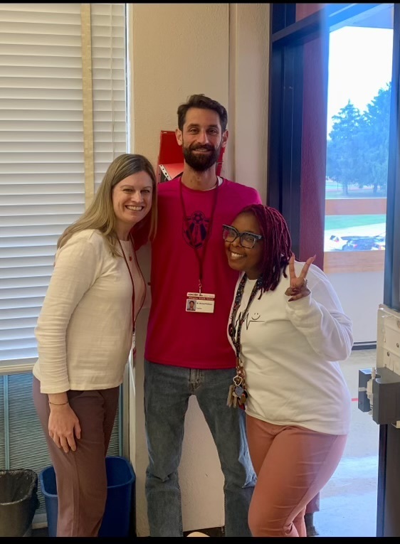 AMS staff wearing their pink