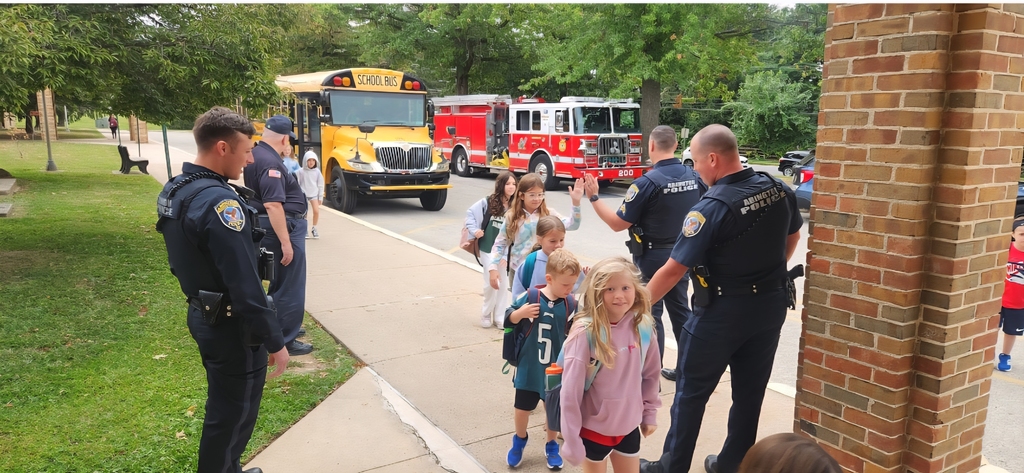 Abington Police and Firefighters greeting McKinley students.