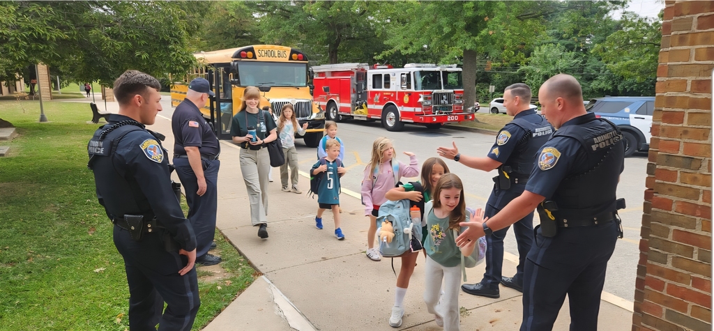 Abington Police and Firefighters greeting McKinley students.