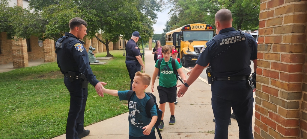 Abington Police and Firefighters greeting McKinley students.