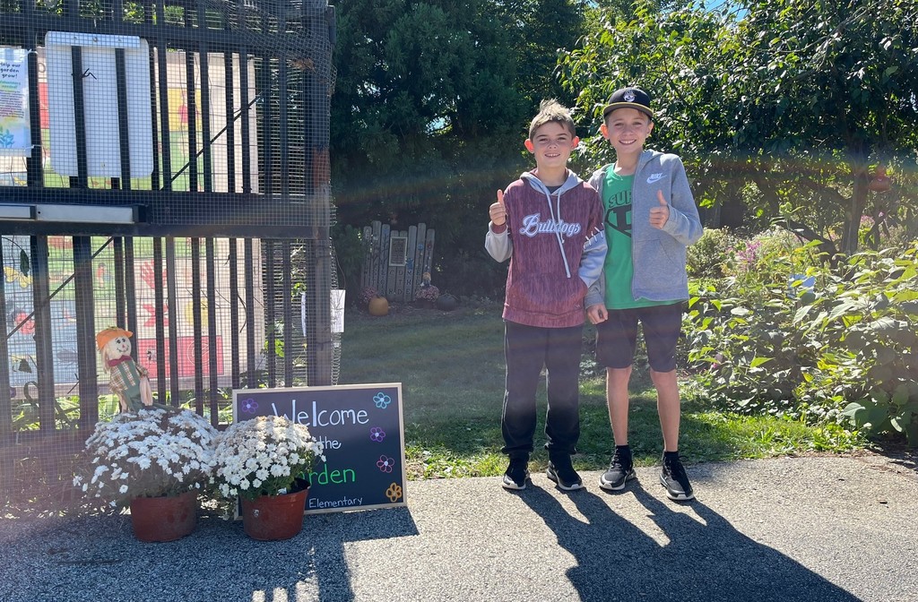 Two students standing in McKinley's Garden