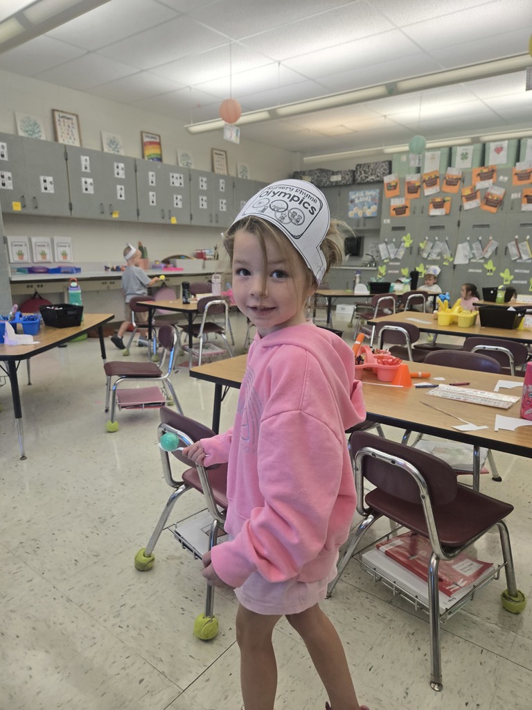 Student competing in the nursery rhyme Olympics!