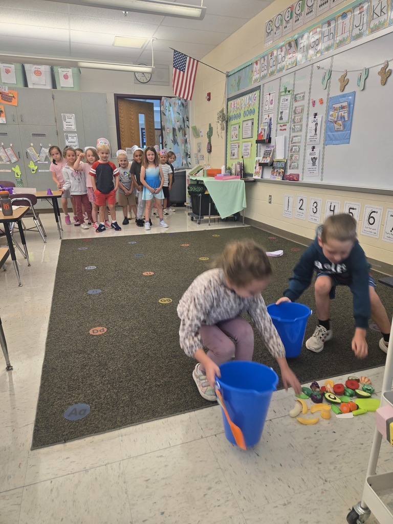 Students competing in the nursery rhyme Olympics!