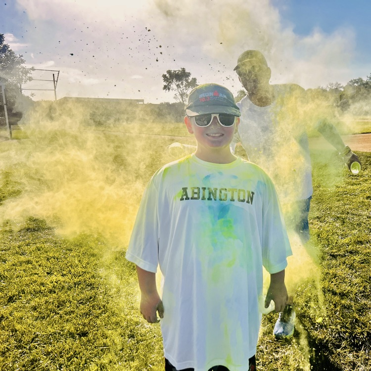Mr. Turetzky and son at the color fun run