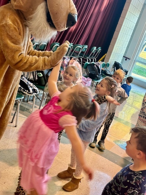 high fiving Cougar Carl