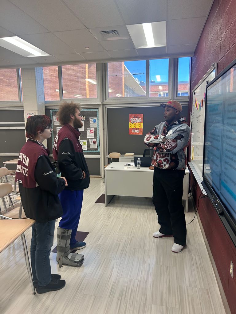 pathways day speaker chatting with students