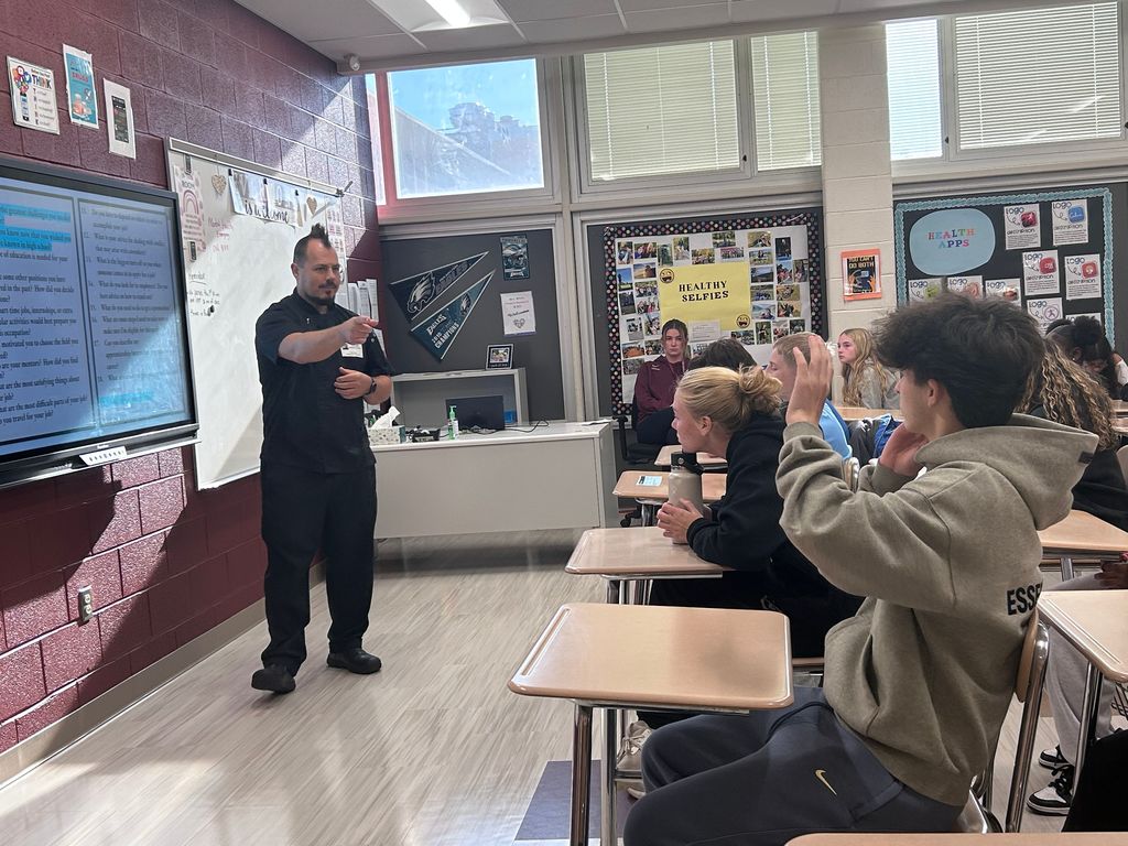 pathways day guest speaking to students