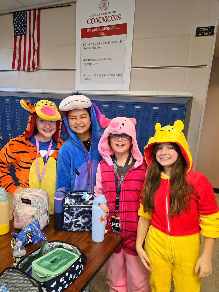 Image of students and teachers dressed up for Halloween.