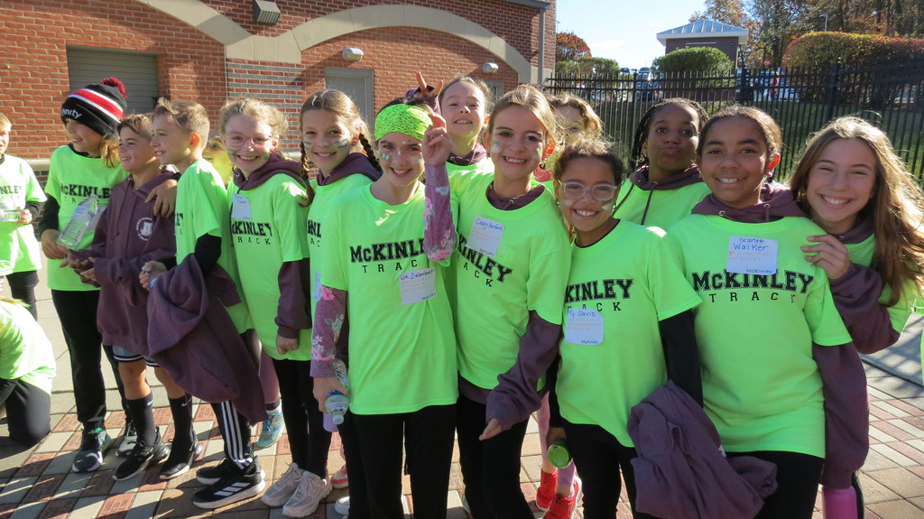 Students entering the stadium for the track meet.