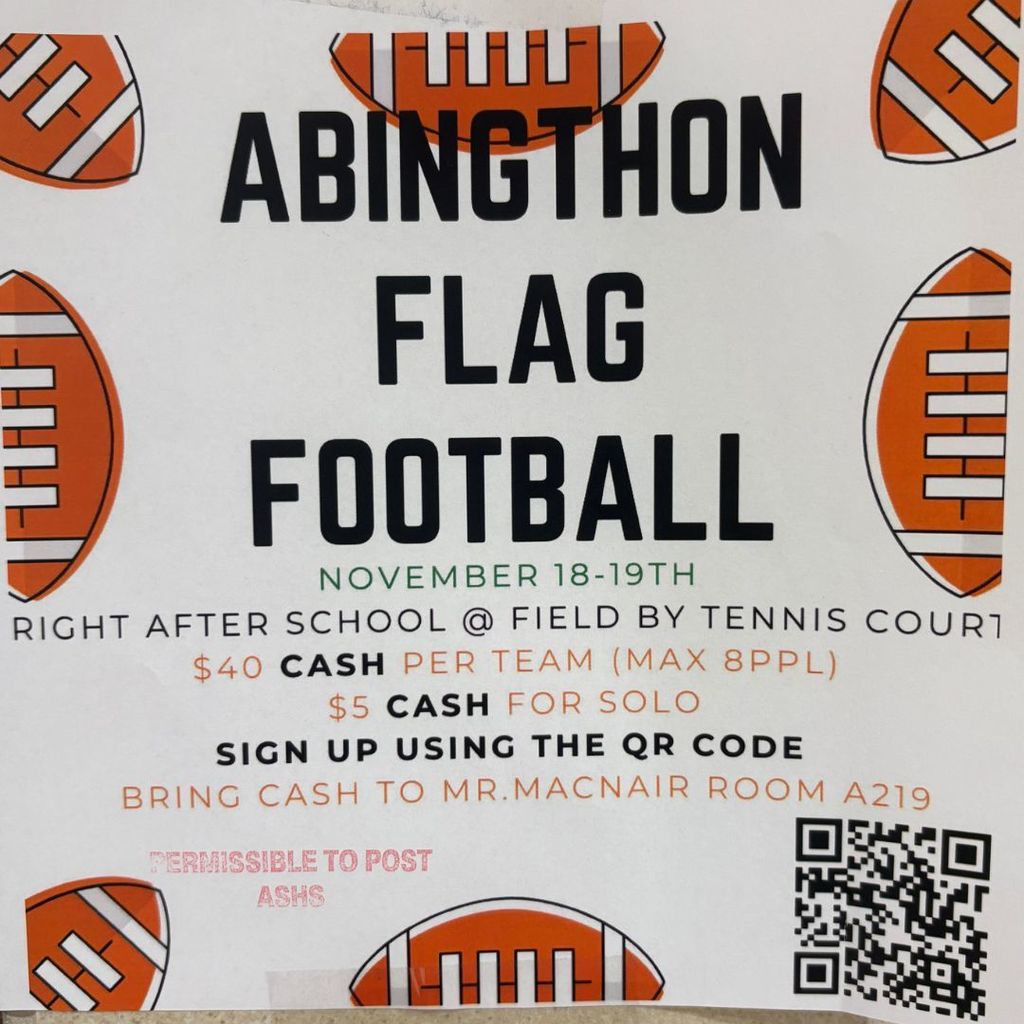 Flier for Abingthon Flag Football