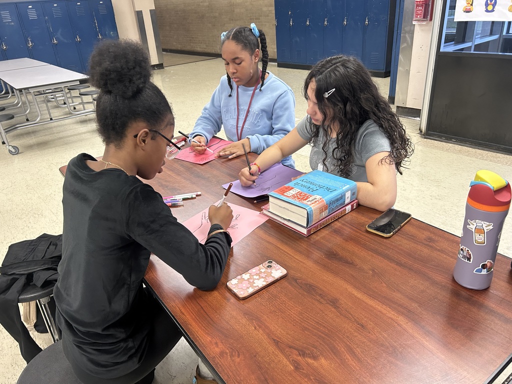 Best Buddies working on their cards