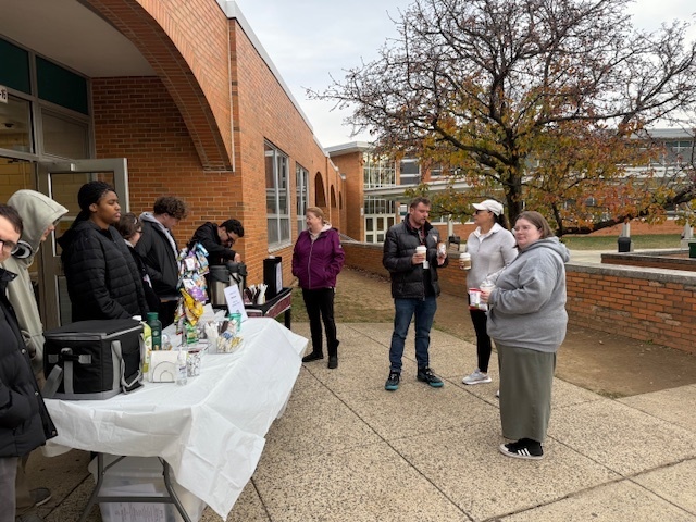 Active Academy & STRIVE students serve beverages to Transportation staff at Abington Senior High