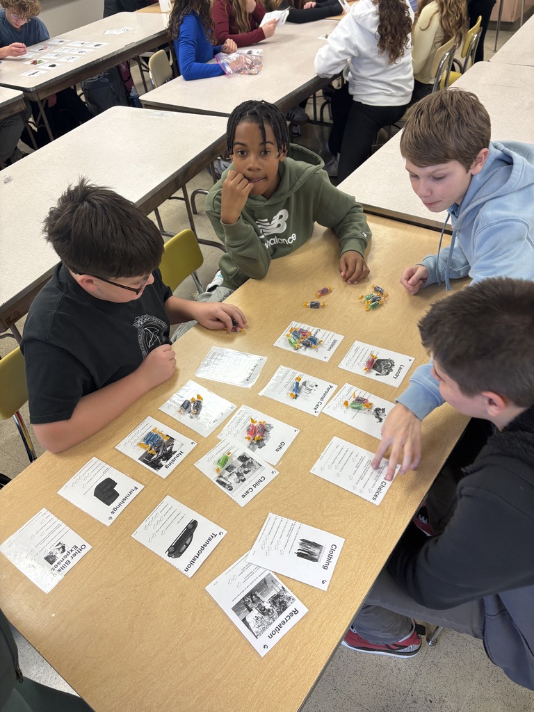8th Grade Family and Consumer Science students making some tough budgeting decisions using Jolly Rancher currency.