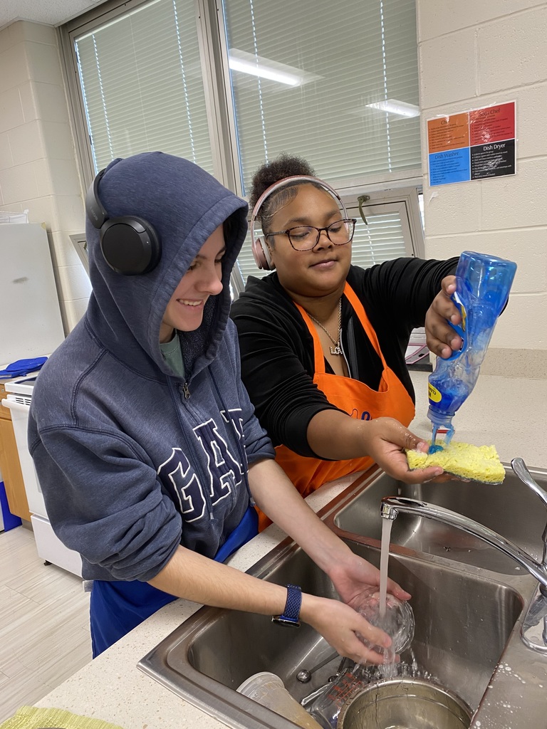 students cleaning up