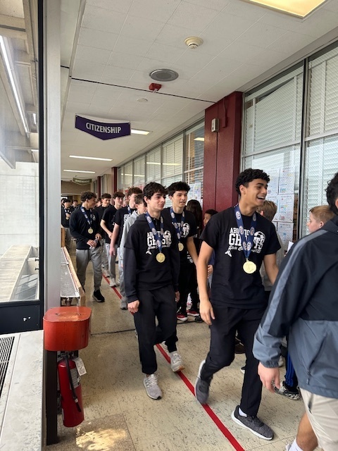 Image of Championship walk at the middle school for the high school soccer team 