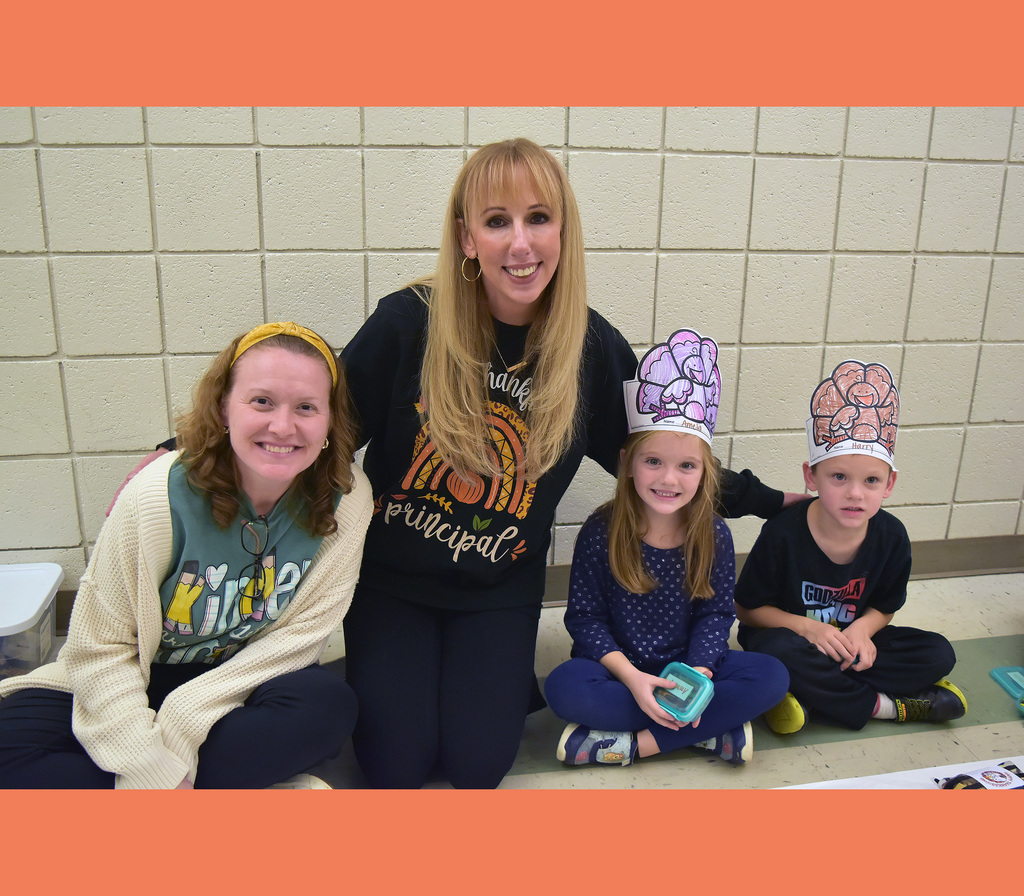 Principal Ms. Stokes with kindergarteners at Friendsgiving