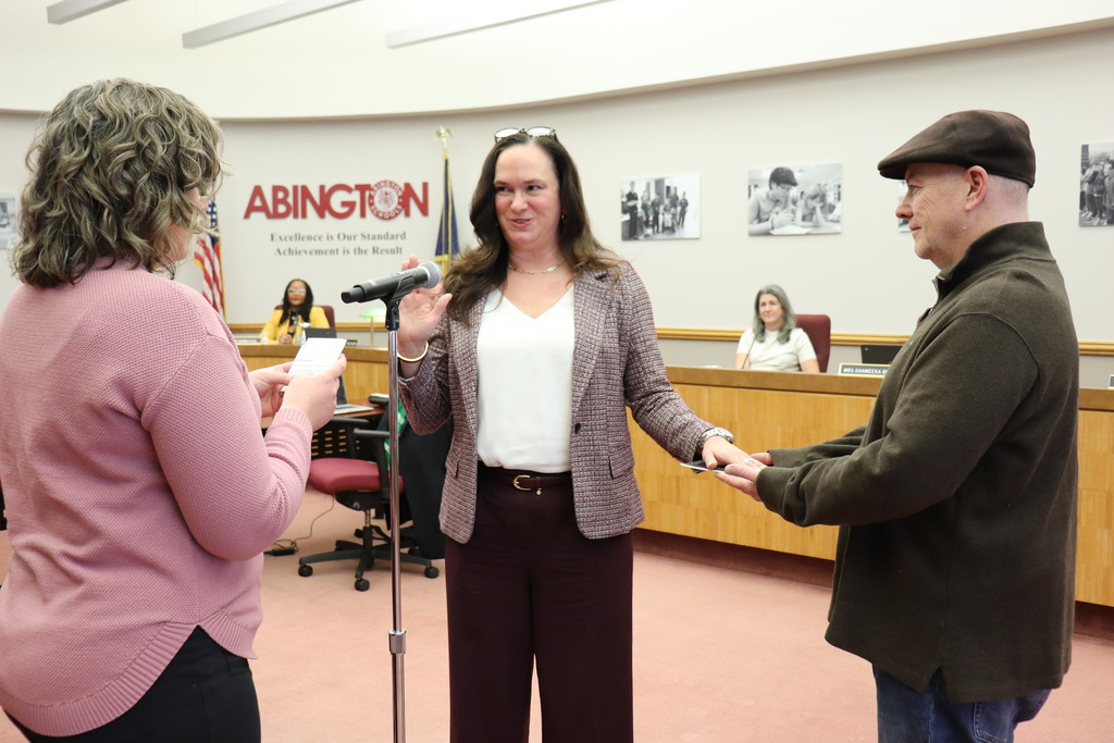 Adrienne Fletcher takes the oath of office during the December 1, 2025, Board reorganization meeting. 