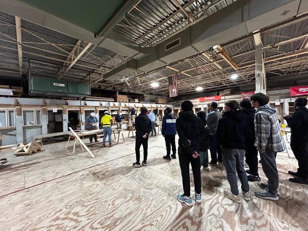 students observing on trip