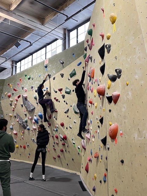students climbing