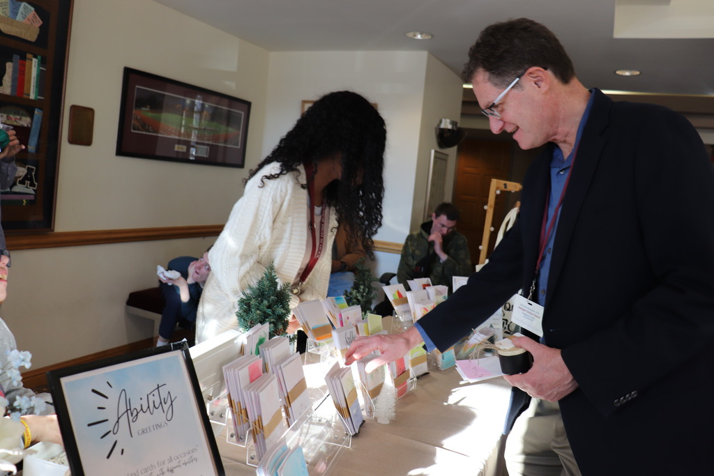 Administration building employees shop at the ACTIVE/STRIVE holiday pop-up. 