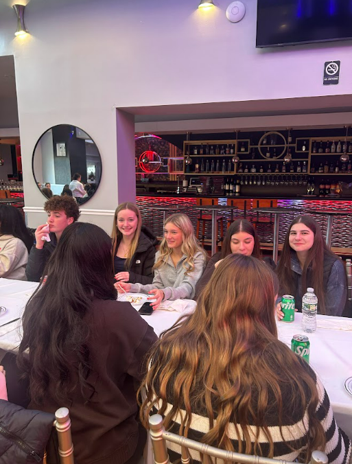 Spanish 3 students enjoying authentic cuisine at Tierra Colombiana