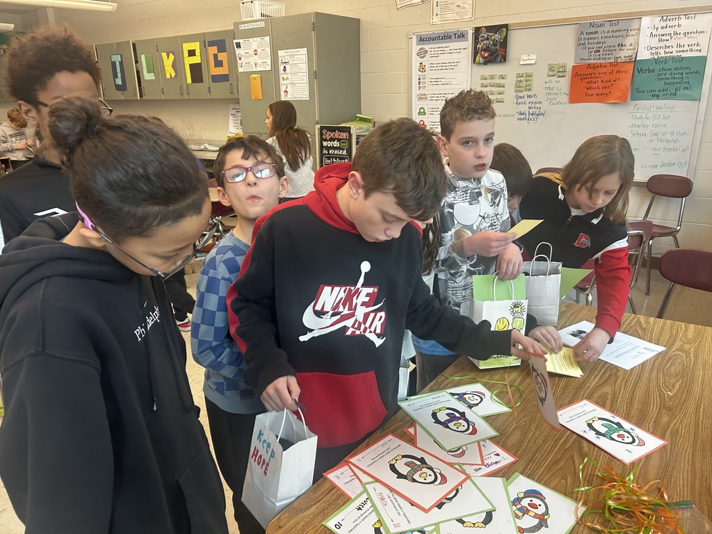 students working on a service project