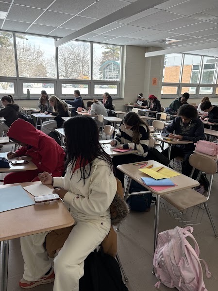 Students working on cards in LGI