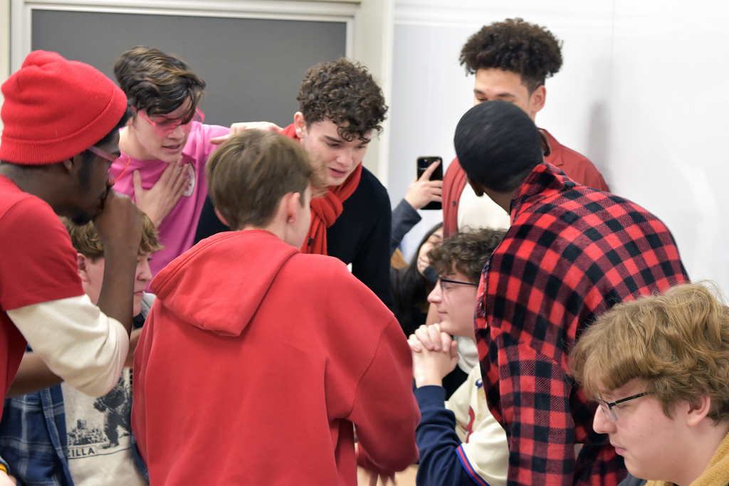 Students singing Valentine grams to fellow students