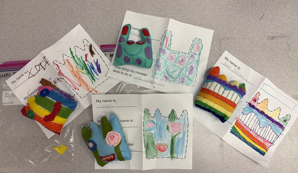 Image of 8th grade students are in the midst of the fan-favorite "Felt Monster Project" 