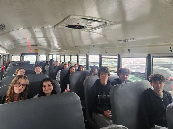 ASHS students sit on their bus for their Spanish 3 trip