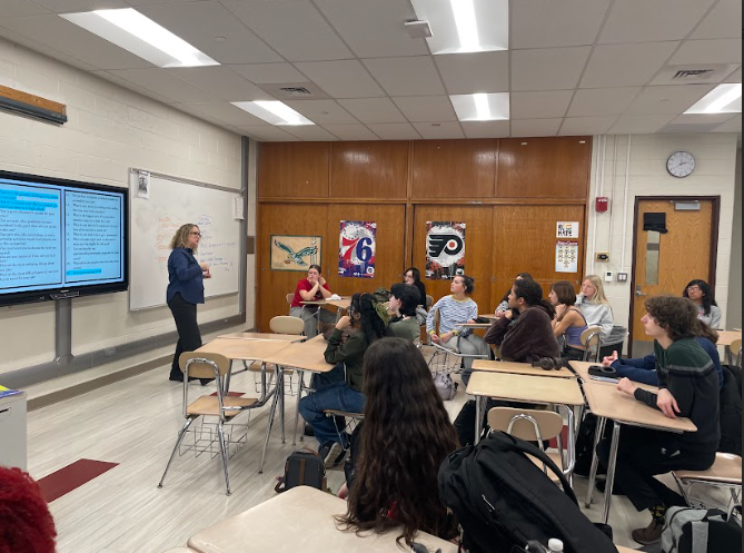 Abington High School would like to thank Sheri Watson for coming to talk to the students about her career as an Interior Designer. She's a profesor at Moore College of Art for nearly 10 years. She allowed students to ask questions about herself and her career. Some students asked her about what she thought about AI relation to her job. She said that AI is very helpful in a lot of ways.