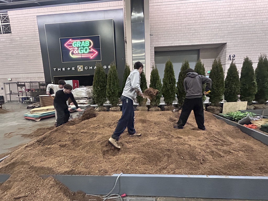 Members of the Gardening club making their exhibition for the Philadelphia Flower Show