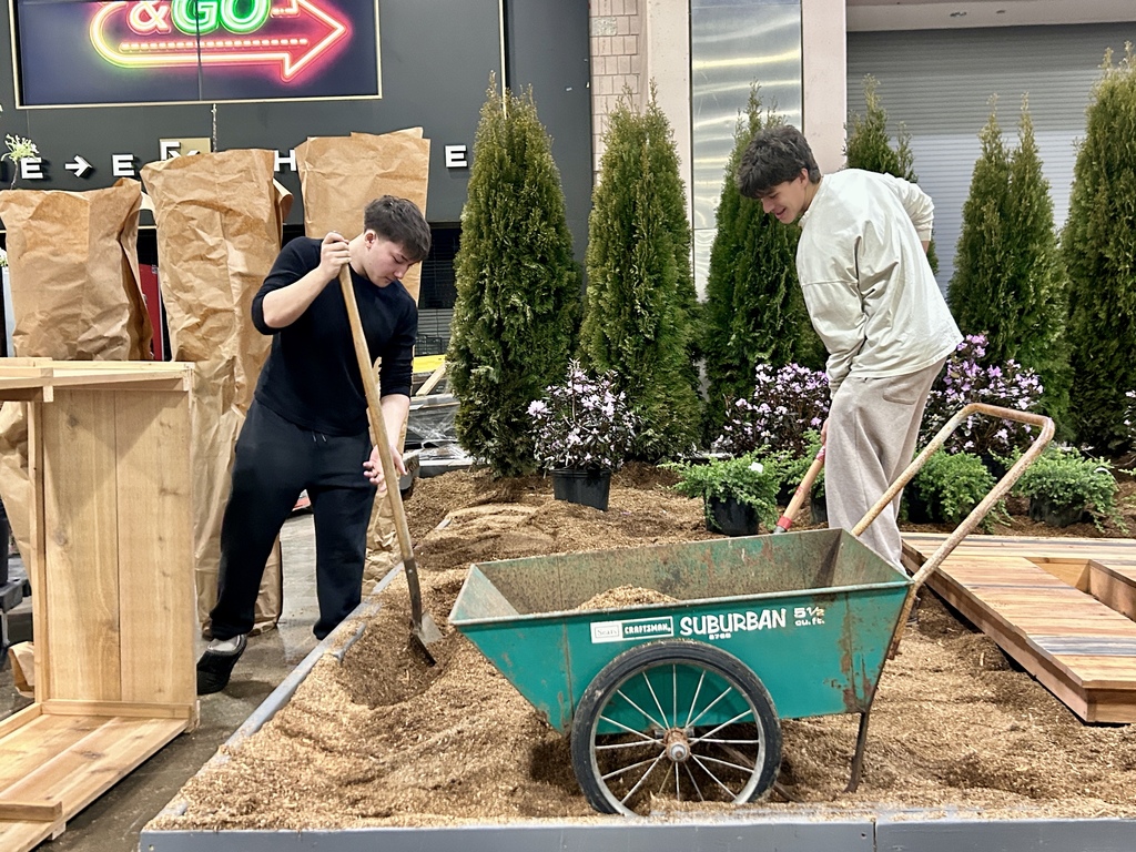 Members of the Garden club making their exhibition for the Philadelphia Flower Show
