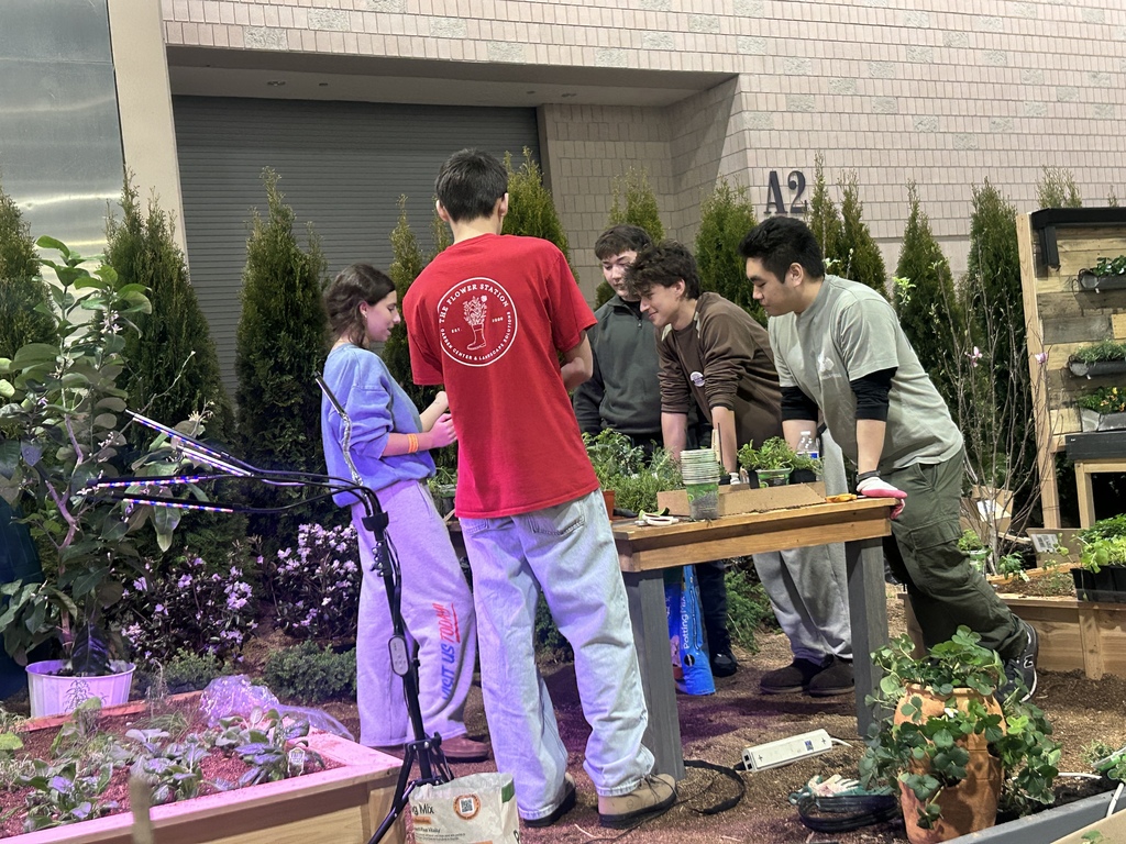 Members of the Gardening club making their exhibition for the Philadelphia Flower Show