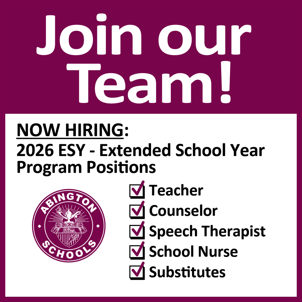 Join our Team! Now Hiring for the following 2026 ESY - Extended School Year Program Positions: Teacher, Counselor, Speech Therapist, School Nurse and Substitutes