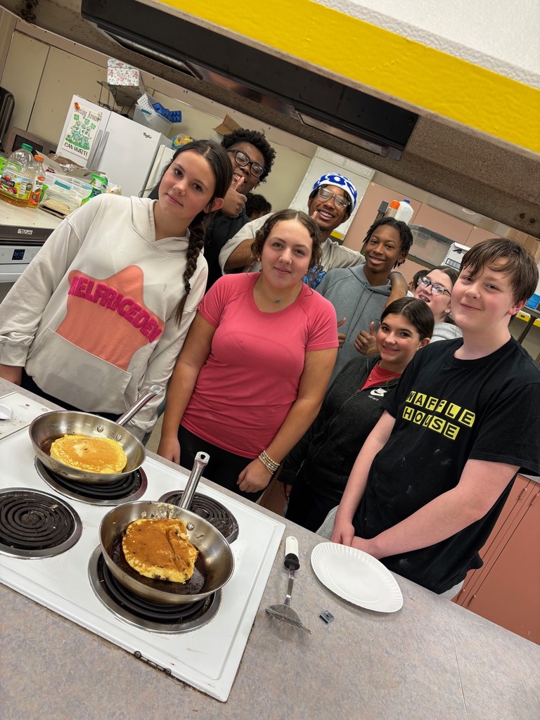 Image of 8th grade Family and Consumer Science students all agreed that making the perfect pancake was harder than they thought!