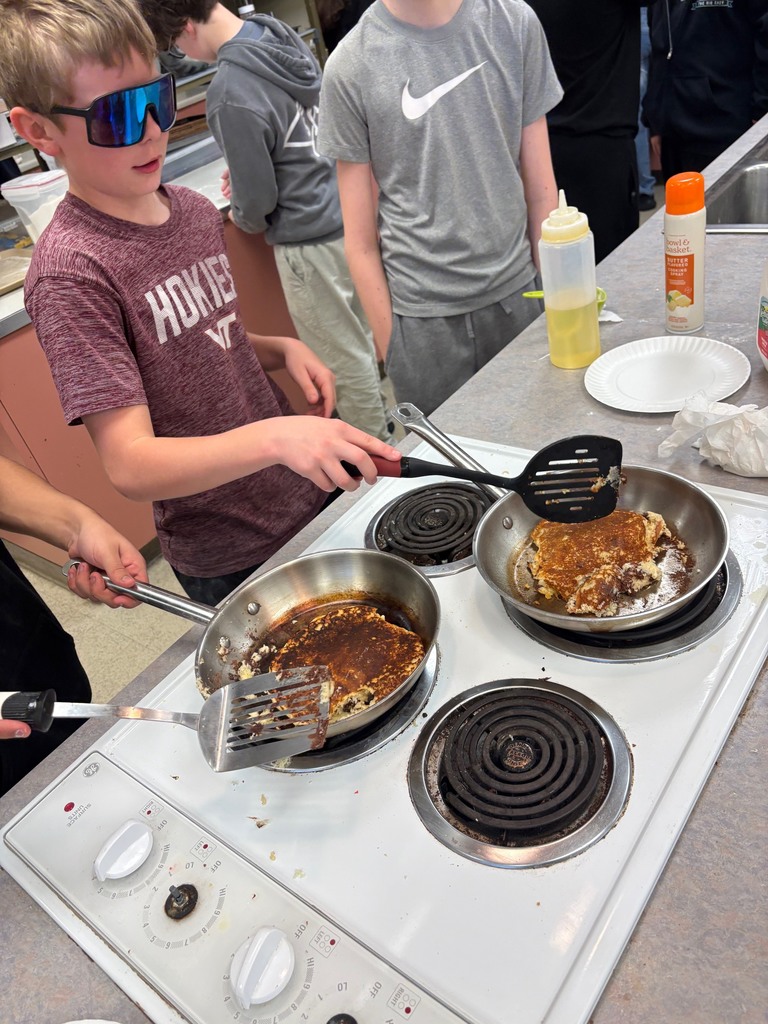 Image of 8th grade Family and Consumer Science students all agreed that making the perfect pancake was harder than they thought!