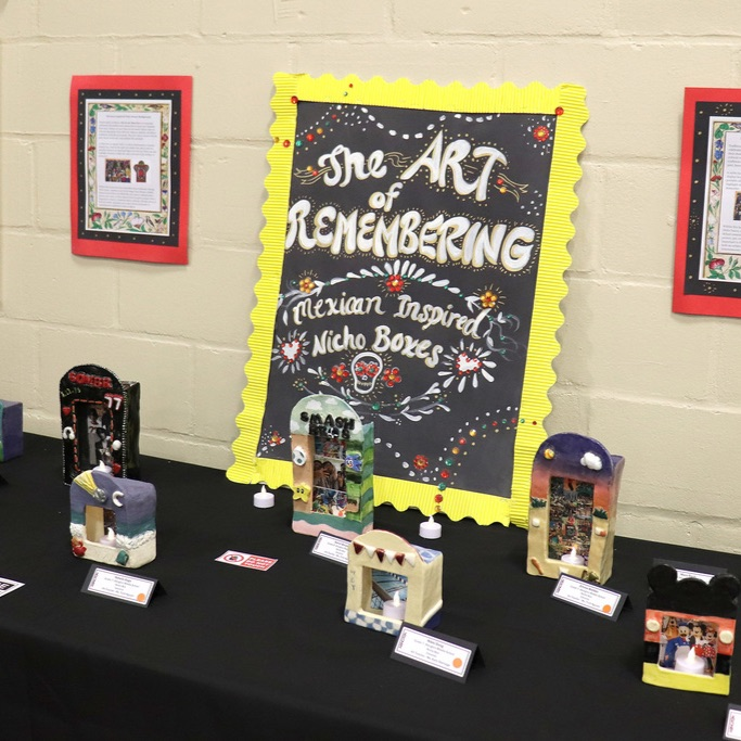 A display of 3-D sculptures entitled "The Art of Remembering - Mexican Inspired Nicho Boxes"