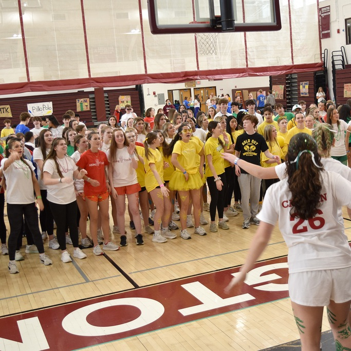 Students learn a new dance step at AbingTHON