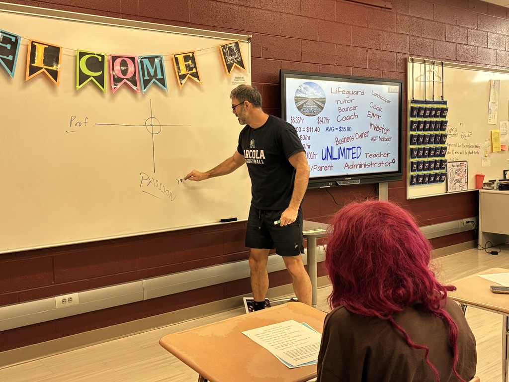 Ryan Weathers talking to students