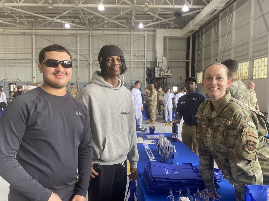 students on field trip at military base