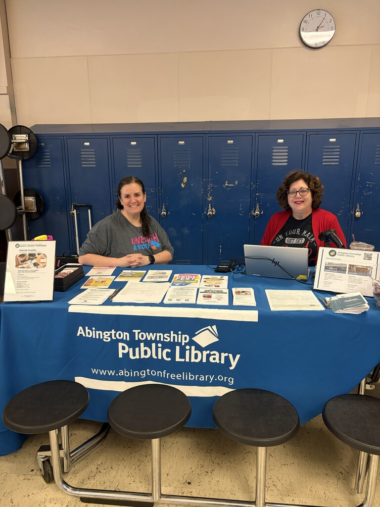 Abington Library representatives had a table to help families sign up for a library card. 