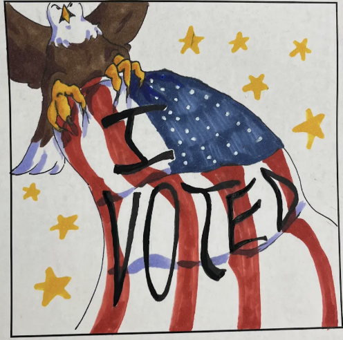 Student-submitted "I Voted" Sticker Design