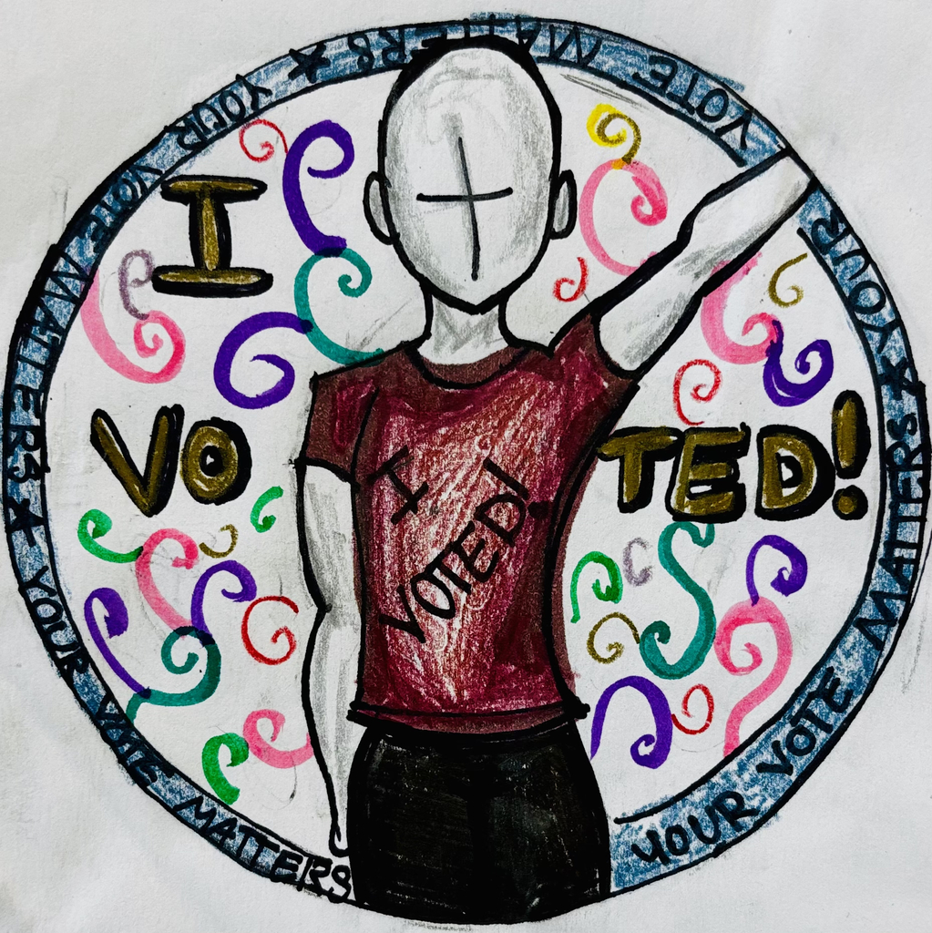 Student-submitted "I Voted" Sticker Design