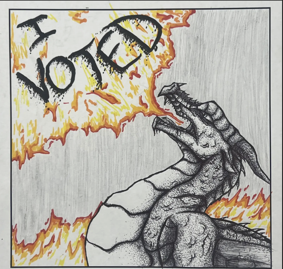 Student-submitted "I Voted" Sticker Design