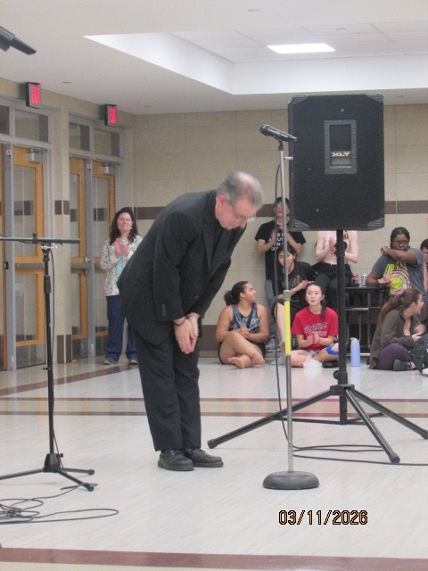 Mr. Detato Bowing at his final Jazz band cafe