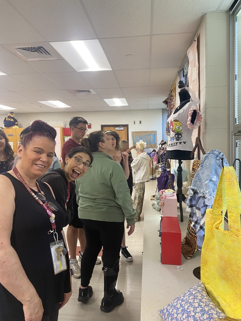 students showcasing their work